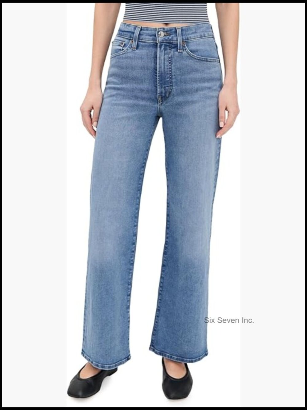 Wide Leg Jeans Mid-Weight Stretch Denim